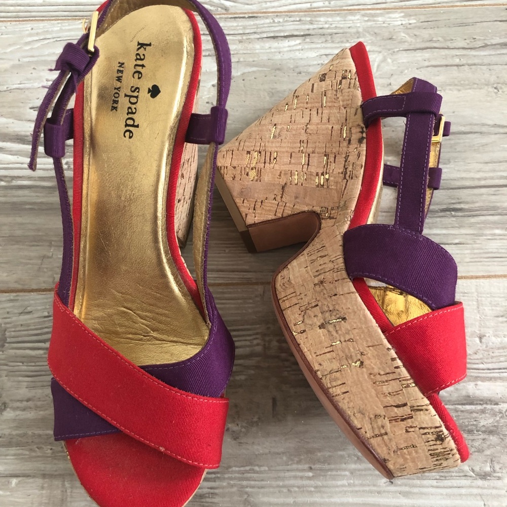 Kate Spade Penny Cork Wedge Sandals Shoes - Picture 2 of 8
